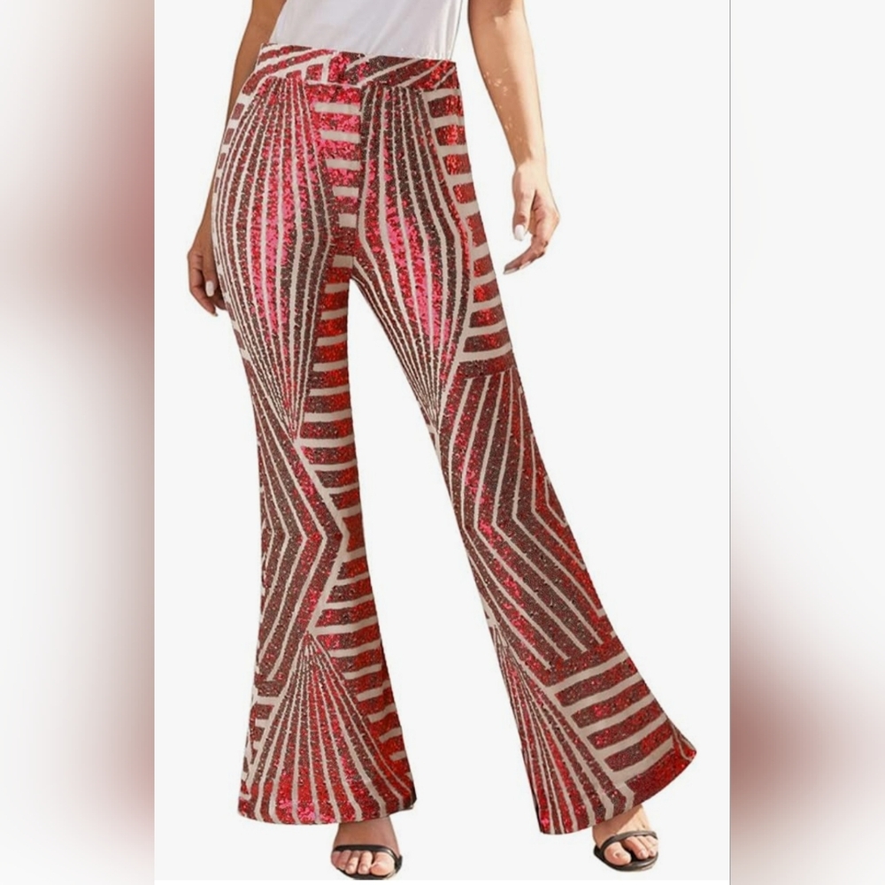 Women sparkling bell bottom pants